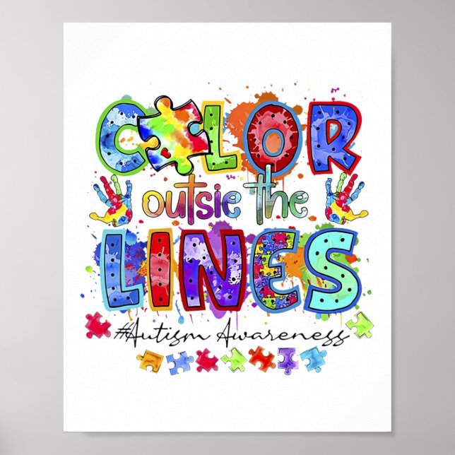 Colour Outside The Lines Autism Awareness  Poster (Front)