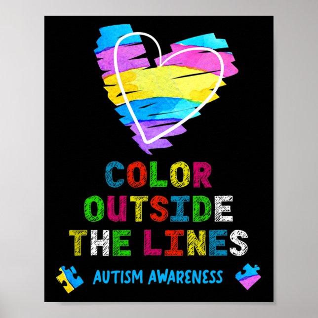 Colour Outside The Lines Autism Awareness  Poster (Front)