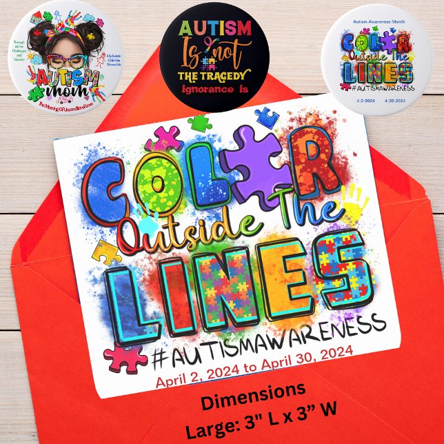 "Colour Outside The Lines"-Autism Awareness Square Sticker (Bring a burst of inspiration to every day with our 'Color Outside The Lines' stickers.)