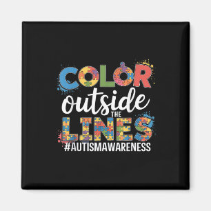 Colour Outside The Lines Autism Awareness Teacher  Magnet