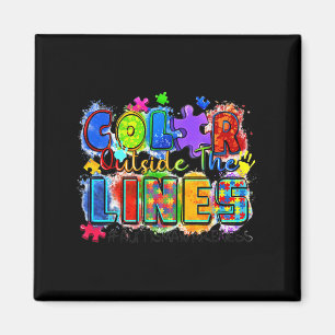 Colour Outside The Lines World Autism Awareness Da Magnet