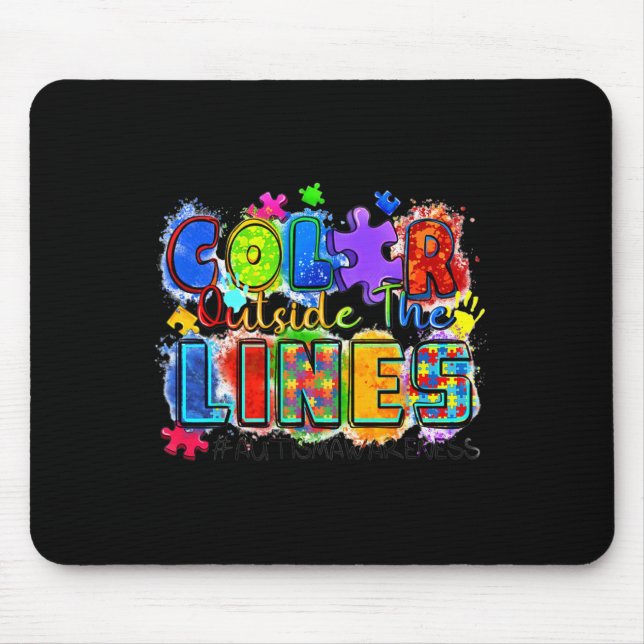 Colour Outside The Lines World Autism Awareness Da Mouse Pad (Front)