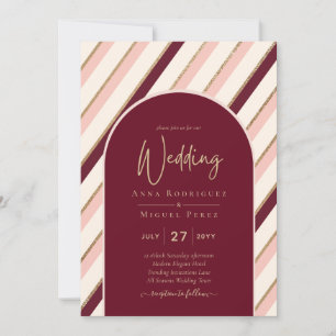 Colour Palette Burgundy Pink Gold Wedding Invitation