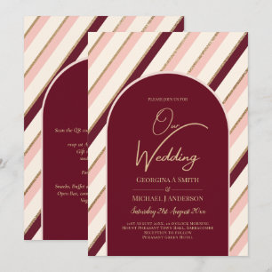 Colour Palette Burgundy Pink Gold Wedding Invitation