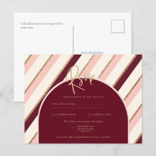 Colour Palette Burgundy Pink Gold Wedding Postcard
