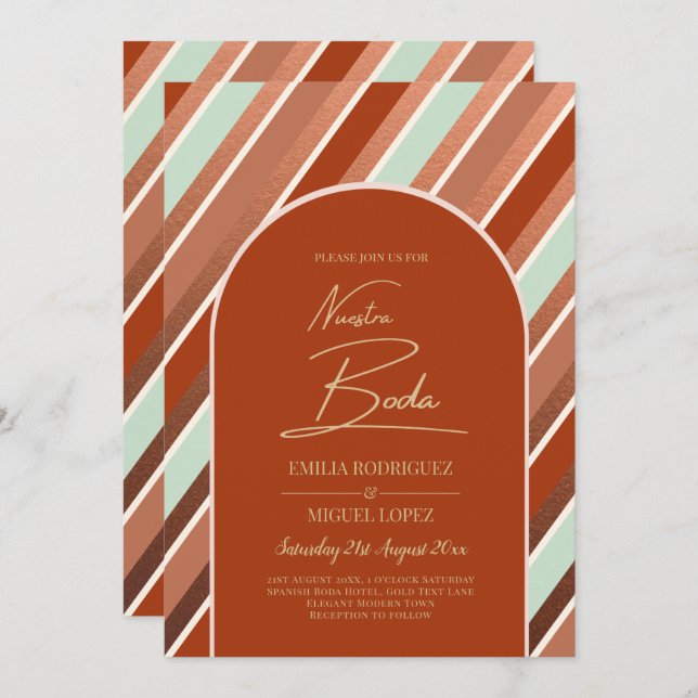 Colour Palette Cinnamon Sage Terracotta Wedding Invitation (Front/Back)