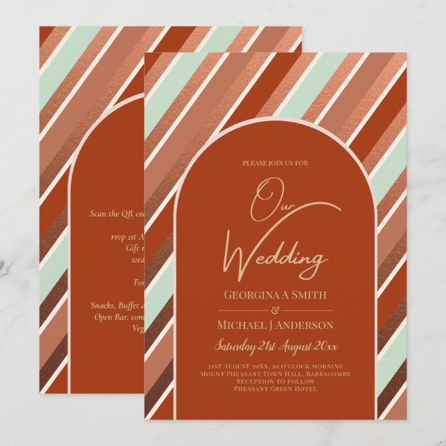 Colour Palette Cinnamon Sage Terracotta Wedding Invitation (Front/Back)