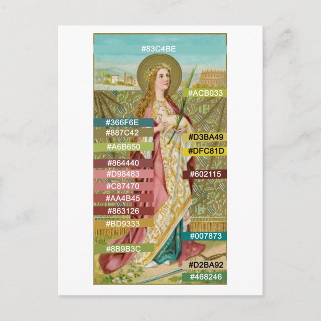 Colour Palette for St. Agnes of Rome (BC 01) Postc Postcard (Front)