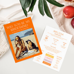 Colour Palette Photo Be My Bridesmaid Proposal Car Invitation