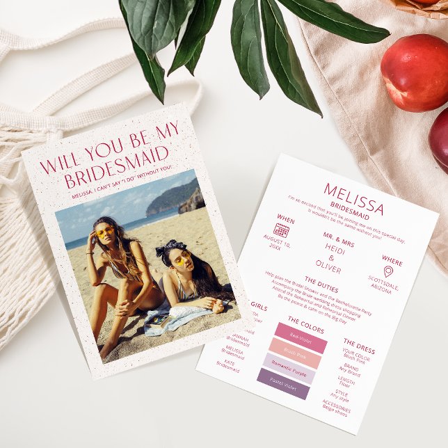 Colour Palette Photo Be My Bridesmaid Proposal Car Invitation (Creator Uploaded)
