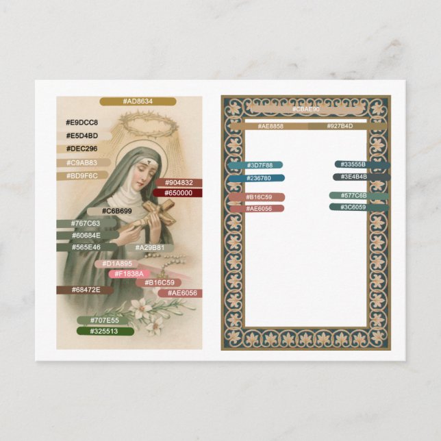 Colour Palettes for St. Rita of Cascia (M 015) Postcard (Front)