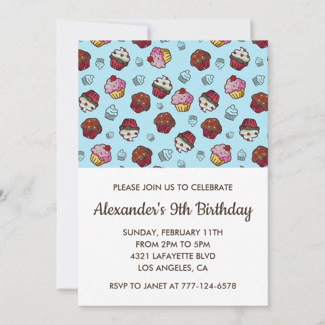 Colour party invitations 9th birthday boy blue kid (Front)