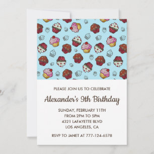 Colour party invitations 9th birthday boy blue kid