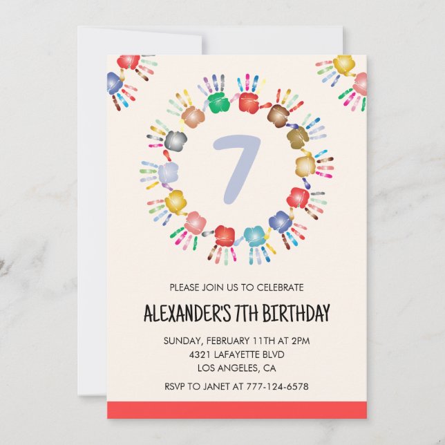 Colour party invitations colourful kids primary (Front)