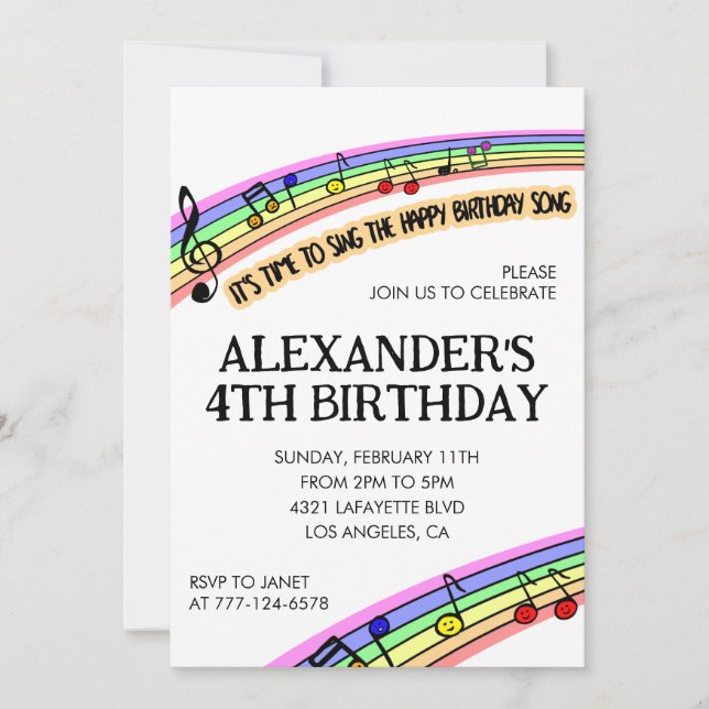 Colour party invitations rainbow fun kids primary (Front)