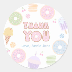 Colour Pastel Doughnut Thank You Sticker