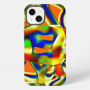 Colour patches on twisted greenish beige strips iPhone 13 case