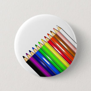 colour pencil crayons 6 cm round badge