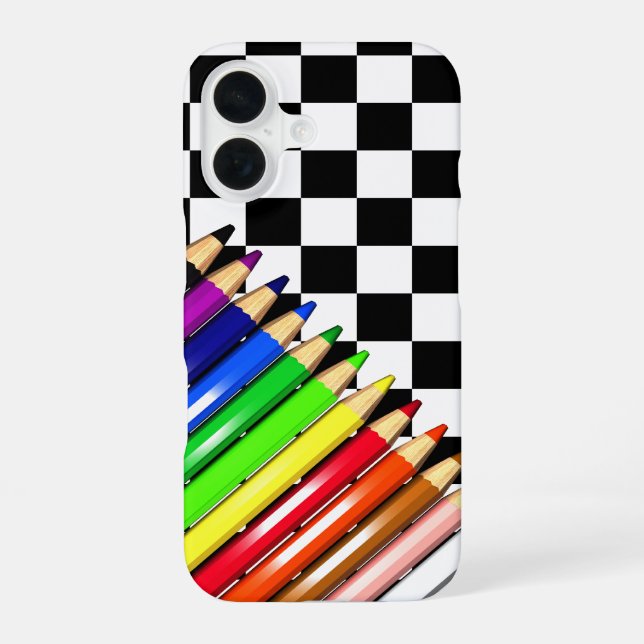 colour pencil crayons iPhone 16 case (Back)