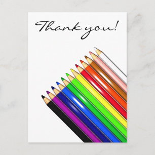 colour pencil crayons postcard