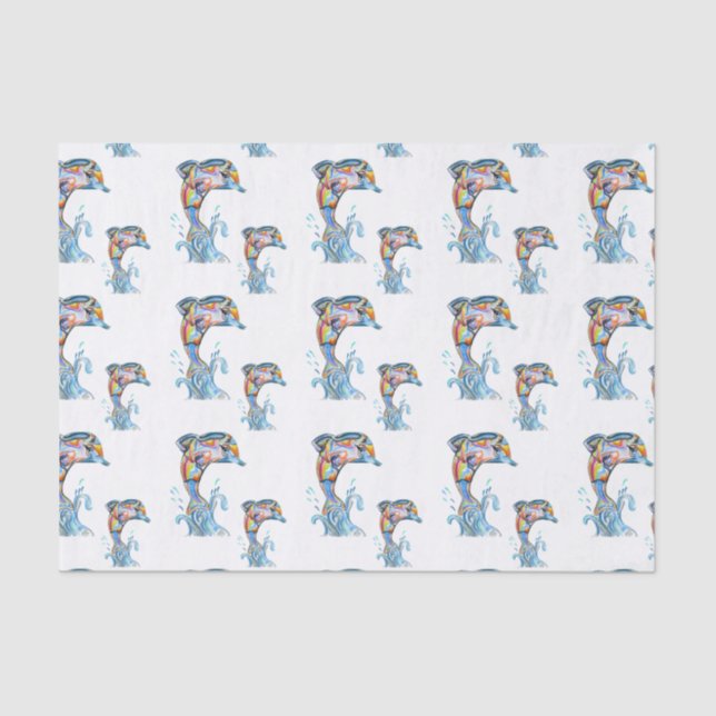 Colour Pencil Dolphins Pattern Tissue Paper (Front)