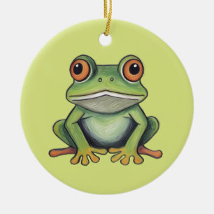 Colour Pencil Drawing Frog Ceramic Tree Decoration