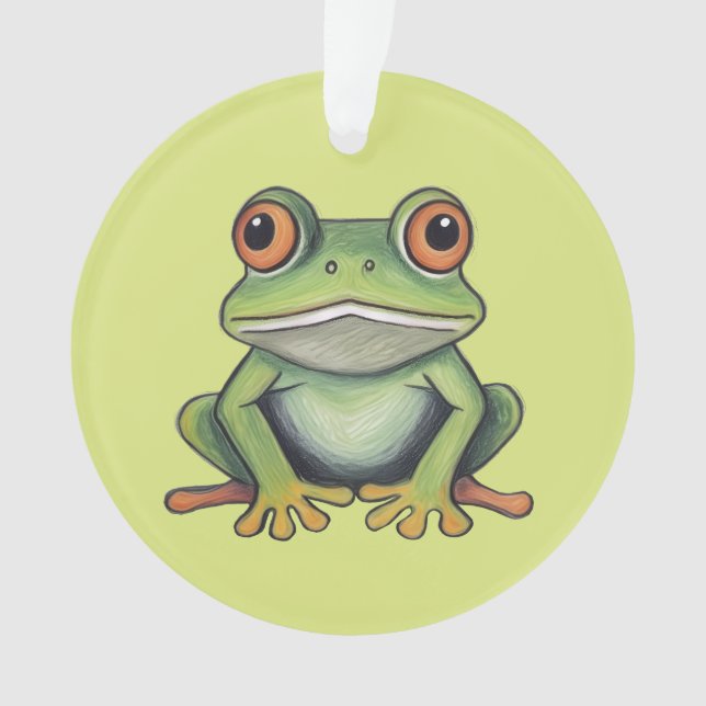 Colour Pencil Drawing Frog Ornament (Front)