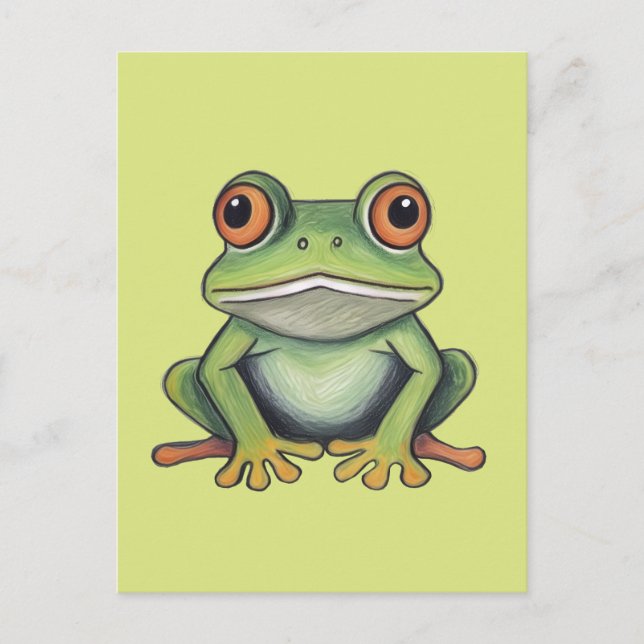 Colour Pencil Drawing Frog Postcard (Front)