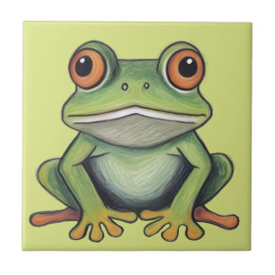 Colour Pencil Drawing Frog Tile