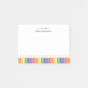 Colour Pencil Personalised Teacher  Post-it Notes