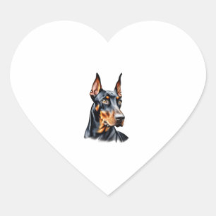 Colour pencil sketch of a Doberman Pinscher. Esse Heart Sticker