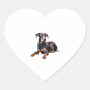 Colour pencil sketch of a Doberman Pinscher.  Esse Heart Sticker