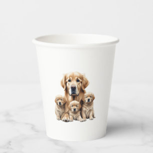 Colour pencil sketch of a Golden Retriever. Essen Paper Cups