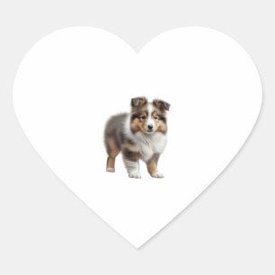 Colour pencil sketch of a Shetland Sheepdog. Esse Heart Sticker