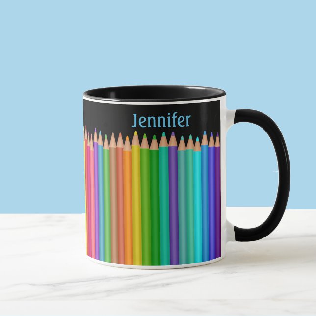 Colour Pencils 2 Text Areas Personalise Name Phras Mug (Creator Uploaded)