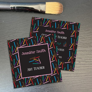 Colour Pencils Art Teacher Black Contact Cards