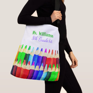 Colour Pencils Back To School Custom Teacher Name Crossbody Bag