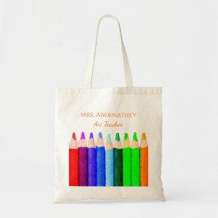 Colour Pencils Back To School Custom Teacher Name Tote Bag