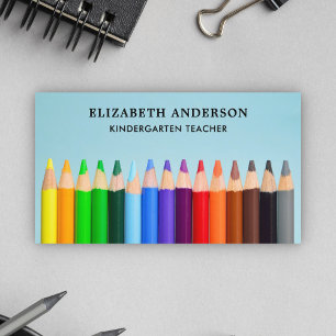 Colour Pencils Colourful Kindergarten Teacher Business Card