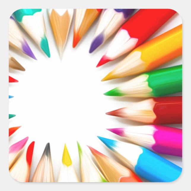 Colour Pencils Square Sticker (Front)