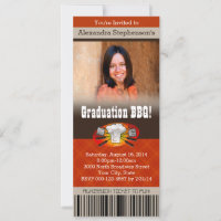 Colour Photo Barbecue BBQ Graduation Party Ticket