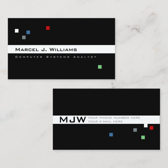 colour pixels modern professional blk. business card (Front/Back)