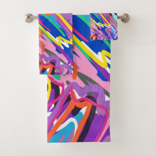 Colour Play Abstract Print Bath Towel Set