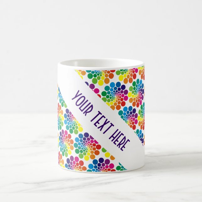 Colour Points Circle Pattern + your backgr. & text Coffee Mug (Center)