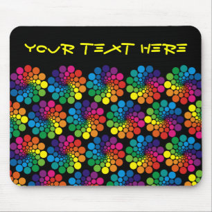 Colour Points Circle Pattern + your backgr. & text Mouse Pad