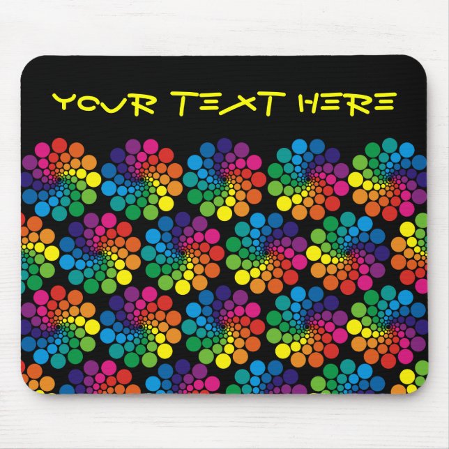 Colour Points Circle Pattern + your backgr. & text Mouse Pad (Front)