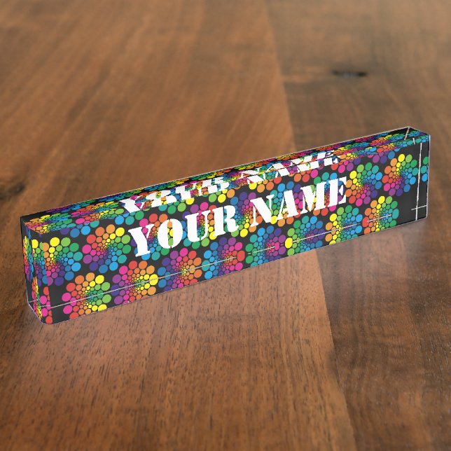 Colour Points Circle Pattern + your backgr. & text Nameplate (Side)