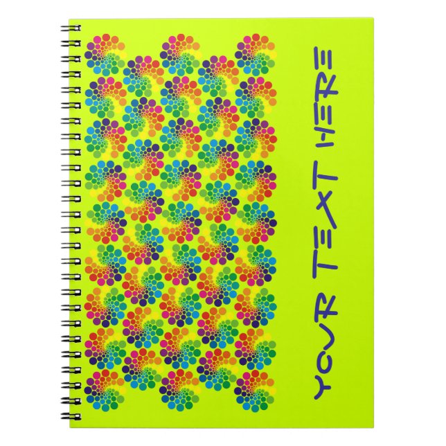 Colour Points Circle Pattern + your backgr. & text Spiral Notebook (Front)