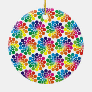 Colour Points Circle Pattern + your background Ceramic Tree Decoration