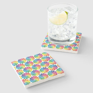 Colour Points Circle Pattern + your background Stone Coaster